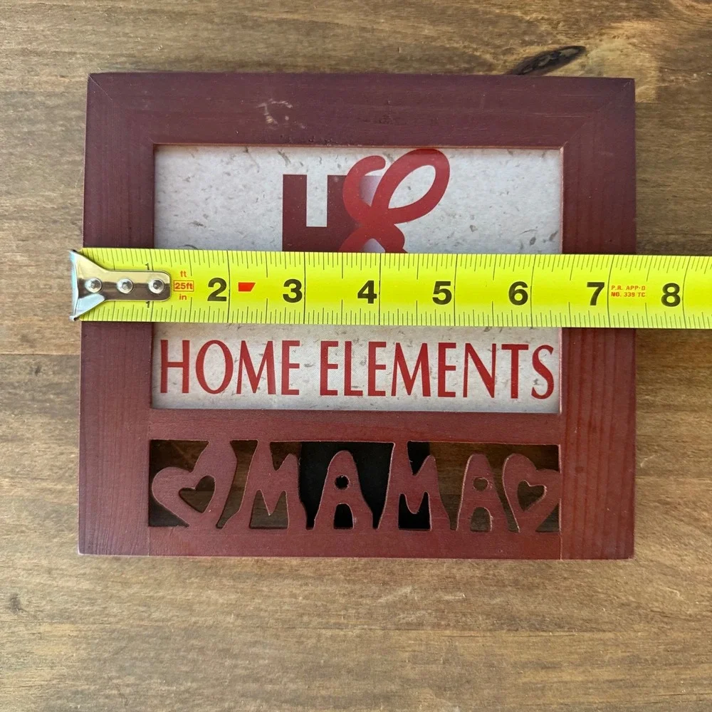 Home Elements Wooden Mama Heart Cutout Picture Frame Red Brown Tabletop Display
